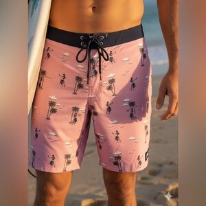 Hurley Pink Hawaiian Print Men’s Weekender Board Shorts-Men’s Size 32 Like New